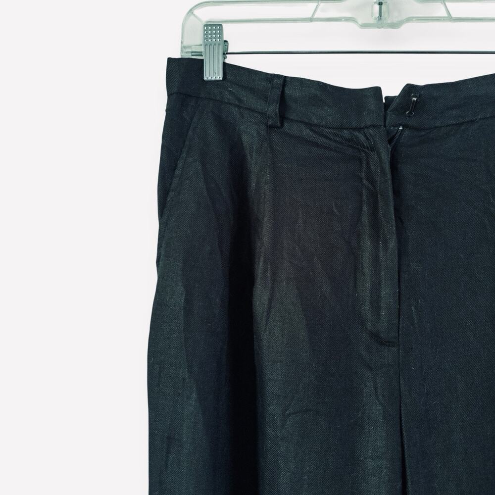 Ralph Lauren Black 100% Linen Pleated Straight Leg Lined Pants Women’s Size 10 - Picture 3 of 6